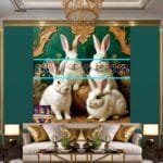 Rabbit Face Gold Frame
  Artistic Digital Wall Art Decor _03 - Image 3