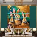 Rabbit Face Gold Frame
  Artistic Digital Wall Art Decor _32 - Image 3