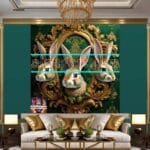Rabbit Face Gold Frame
  Artistic Digital Wall Art Decor _34 - Image 3