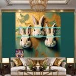 Rabbit Face Gold Frame
  Artistic Digital Wall Art Decor _36 - Image 3