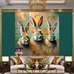 Rabbit Face Gold Frame
  Artistic Digital Wall Art Decor _38 - Image 3