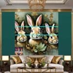 Rabbit Face Gold Frame
  Artistic Digital Wall Art Decor _43 - Image 3