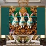 Rabbit
  Face Gold Frame Artistic Digital Wall Art Decor _48 - Image 3