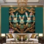 Rabbit Face Gold Frame
  Artistic Digital Wall Art Decor _49 - Image 3