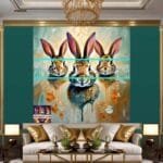 Rabbit Face Gold Frame
  Artistic Digital Wall Art Decor _51 - Image 3