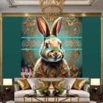 Rabbit Face Gold Frame
  Artistic Digital Wall Art Decor _62 - Image 3