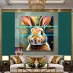 Rabbit Face Gold Frame
  Artistic Digital Wall Art Decor _64 - Image 3