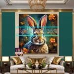 Rabbit Face Gold Frame
  Artistic Digital Wall Art Decor _68 - Image 3