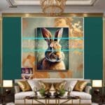 Rabbit Face Gold Frame
  Artistic Digital Wall Art Decor _69 - Image 3