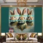 Rabbit Face Gold Frame
  Artistic Digital Wall Art Decor _07 - Image 3