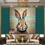 Rabbit Face Gold Frame
  Artistic Digital Wall Art Decor _73 - Image 3