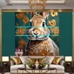 Rabbit
  Face Gold Frame Artistic Digital Wall Art Decor _76 - Image 3