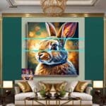 Rabbit Face Gold Frame
  Artistic Digital Wall Art Decor _79 - Image 3