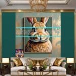 Rabbit Face Gold Frame
  Artistic Digital Wall Art Decor _80 - Image 3