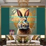 Rabbit Face Gold Frame
  Artistic Digital Wall Art Decor _84 - Image 3