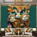 Rabbit Face Gold Frame
  Artistic Digital Wall Art Decor _09 - Image 3