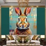Rabbit Face Gold Frame
  Artistic Digital Wall Art Decor _90 - Image 3