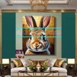Rabbit Face Gold Frame
  Artistic Digital Wall Art Decor _93 - Image 3