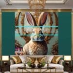 Rabbit Face Gold Frame
  Artistic Digital Wall Art Decor _96 - Image 3