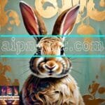 Rabbit Face Gold Frame
  Artistic Digital Wall Art Decor _109
