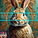 Rabbit Face Gold Frame
  Artistic Digital Wall Art Decor _111