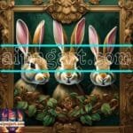 Rabbit Face Gold Frame
  Artistic Digital Wall Art Decor _14