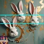 Rabbit
  Face Gold Frame Artistic Digital Wall Art Decor _02