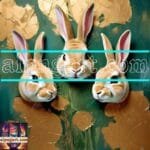 Rabbit Face Gold Frame
  Artistic Digital Wall Art Decor _24