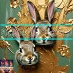 Rabbit Face Gold Frame
  Artistic Digital Wall Art Decor _25