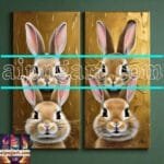 Rabbit
  Face Gold Frame Artistic Digital Wall Art Decor _31