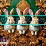 Rabbit
  Face Gold Frame Artistic Digital Wall Art Decor _48