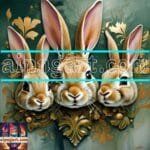 Rabbit Face Gold Frame
  Artistic Digital Wall Art Decor _54