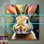 Rabbit Face Gold Frame
  Artistic Digital Wall Art Decor _64