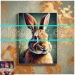 Rabbit Face Gold Frame
  Artistic Digital Wall Art Decor _69