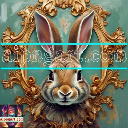 Rabbit Face Gold Frame
Artistic Digital Wall Art Decor _71 - Image 1