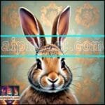 Rabbit  Face Gold Frame Artistic Digital Wall Art Decor _73