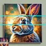 Rabbit Face Gold Frame
  Artistic Digital Wall Art Decor _79