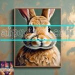 Rabbit Face Gold Frame
  Artistic Digital Wall Art Decor _80