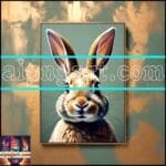 Rabbit
  Face Gold Frame Artistic Digital Wall Art Decor _82