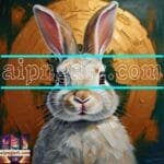 Rabbit
  Face Gold Frame Artistic Digital Wall Art Decor _88
