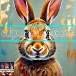 Rabbit Face Gold Frame
  Artistic Digital Wall Art Decor _90
