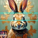 Rabbit
  Face Gold Frame Artistic Digital Wall Art Decor _91