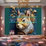 Squirrel Face Gold Frame
  Artistic Digital Wall Art Home _101 - Image 2