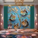 Squirrel Face Gold Frame
  Artistic Digital Wall Art Home _124 - Image 2