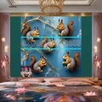 Squirrel Face Gold Frame
  Artistic Digital Wall Art Home _125 - Image 2