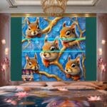 Squirrel Face Gold Frame
Artistic Digital Wall Art Home _131 - Image 2