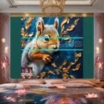 Squirrel Face Gold Frame
  Artistic Digital Wall Art Home _91 - Image 2