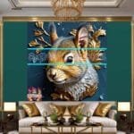 Squirrel Face Gold Frame
  Artistic Digital Wall Art Home _101 - Image 3