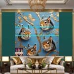 Squirrel Face Gold Frame
  Artistic Digital Wall Art Home _124 - Image 3