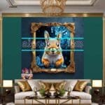 Squirrel Face Gold Frame
  Artistic Digital Wall Art Home _82 - Image 3